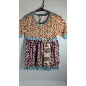 Matilda Jane Girls Tunic Top Cartwheels Bow Floral Buttons Multicolor Size 10